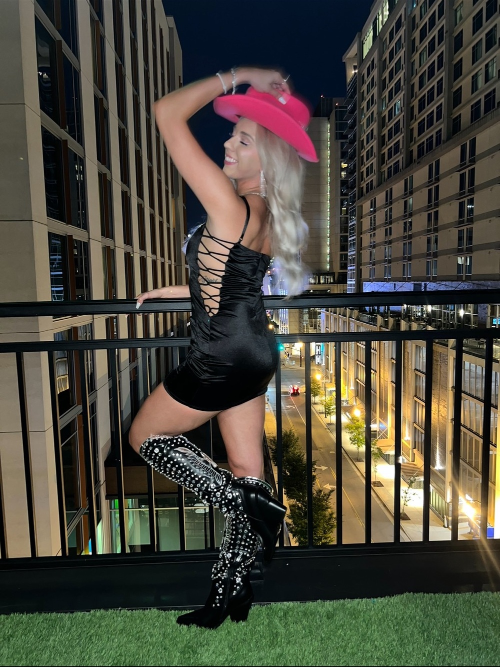 Black Lace-Up Satin Mini Dress